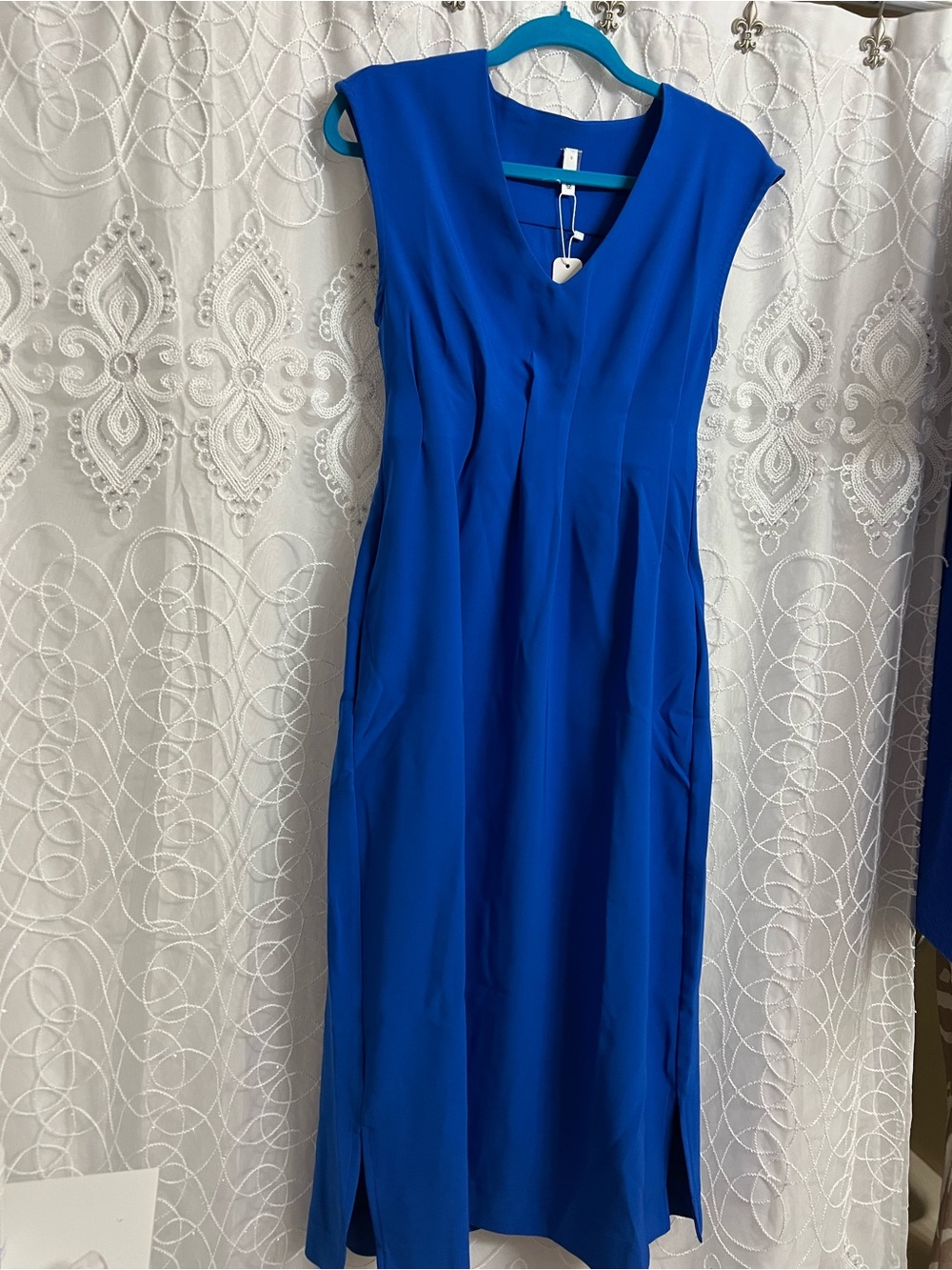 Elegant Women's Royal Blue V-Neck Maxi Dress